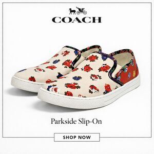 Coach Parkside Tea Rose Leather Slip-On Womans Sz 6.5 Floral Cottage Garden Girl